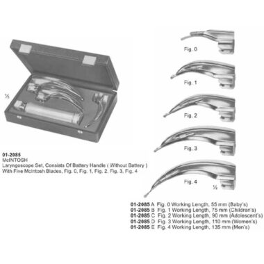 McINTOSH Laryngoscope Set With 5 McIntosh Blades