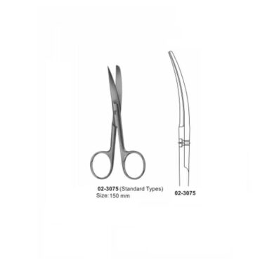 Surgical Operating Scissors Sharp-Blunt Curved 150 mm