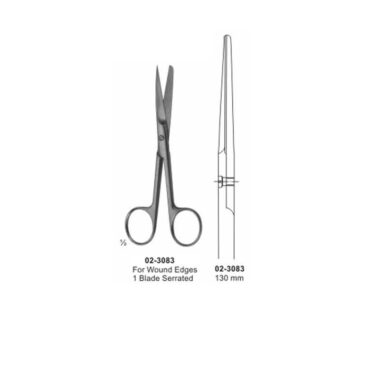 Surgical Scissor Straight 1 Blade Serrated 130 mm