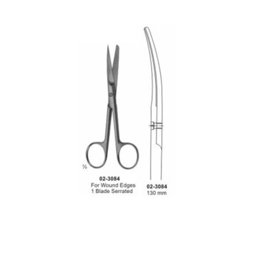 Surgical Scissors Curved 1 Blade Serrated 130 mm