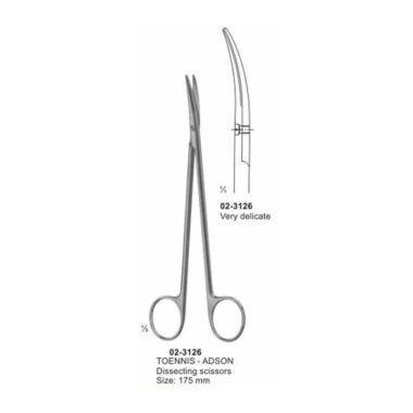 TOENNIS ADSON Dissecting Scissor Very Delicate Curved 175 mm