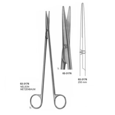 NELSON METZENBAUM Dissecting Scissors Straight 250 mm