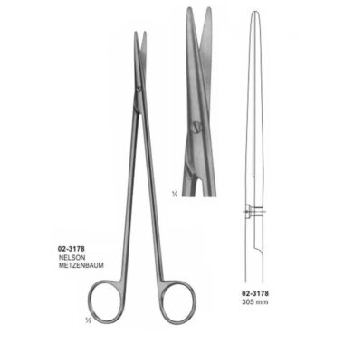 NELSON METZENBAUM Dissecting Scissors Straight 305 mm