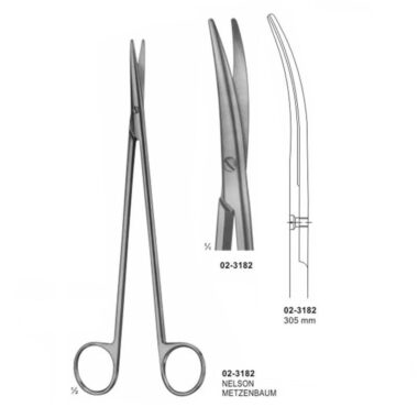 NELSON METZENBAUM Dissecting Scissors Curved 305 mm
